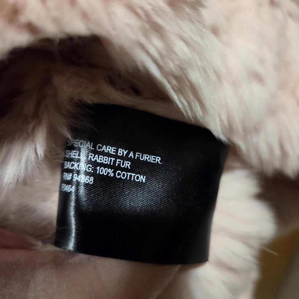 Pink Blush Real Rabbit Fur Poncho - Picture 5 of 5
